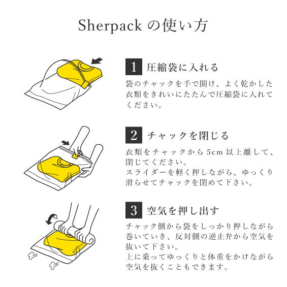圧縮袋「Sherpack」<br>三枚セット